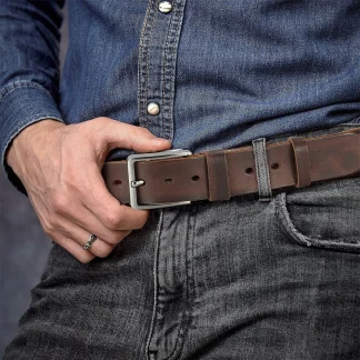 Men’s Genuine Leather High-Quality Cowhide Belt with Metal Buckle – Casual & Business 3