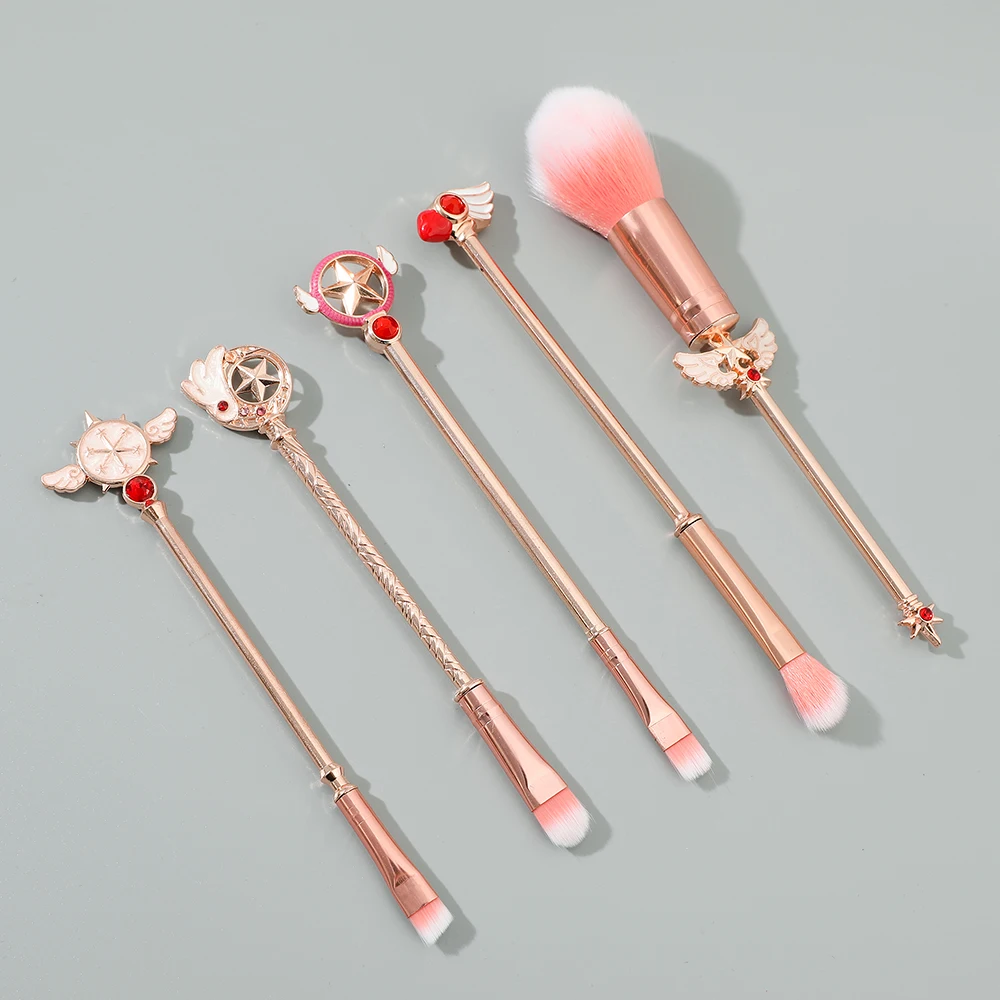 5pcs Metal Handle Soft Fluffy Makeup Brush Set (Pink) 4