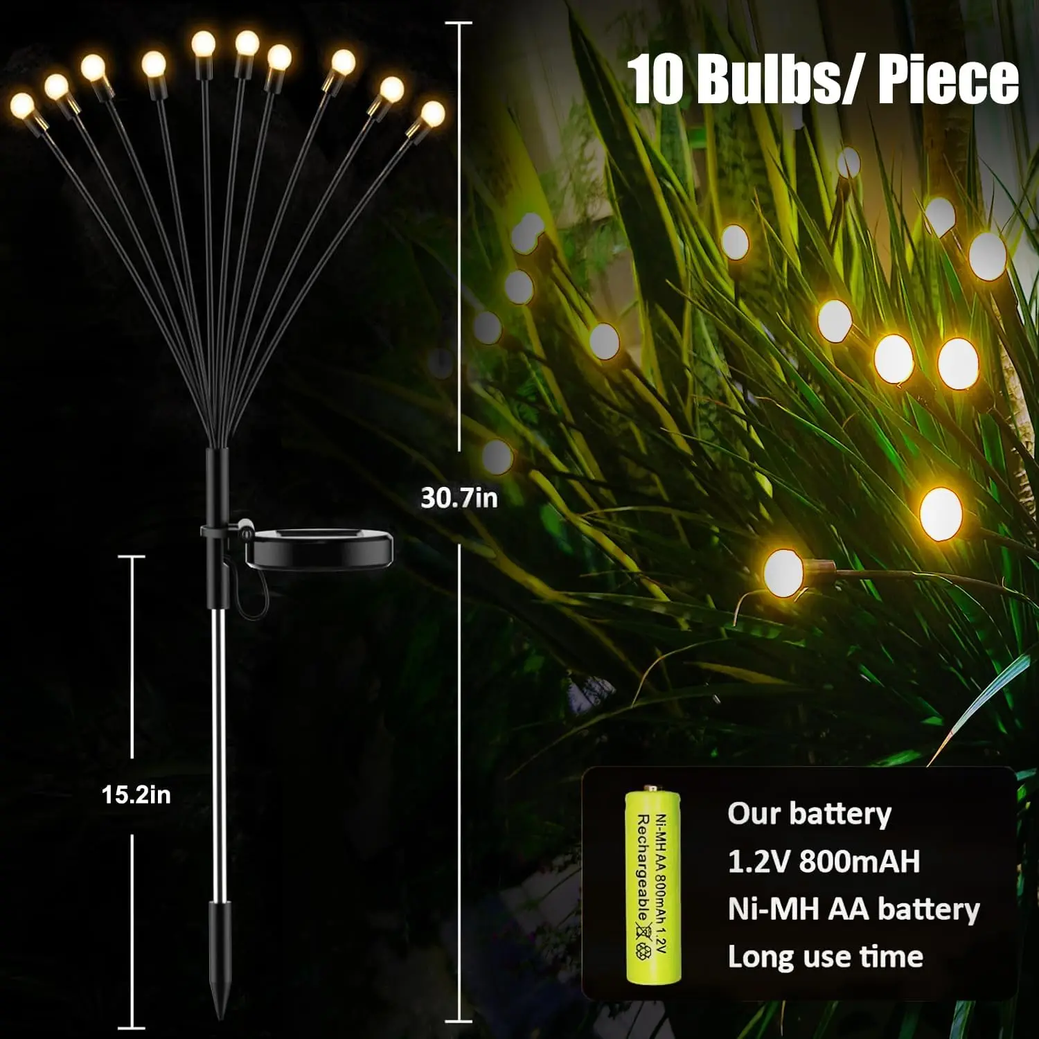 Solar firefly garden lights with flexible stems for outdoor décor 4