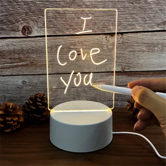 Led message board night light – usb acrylic memo lamp with erasable pen 1