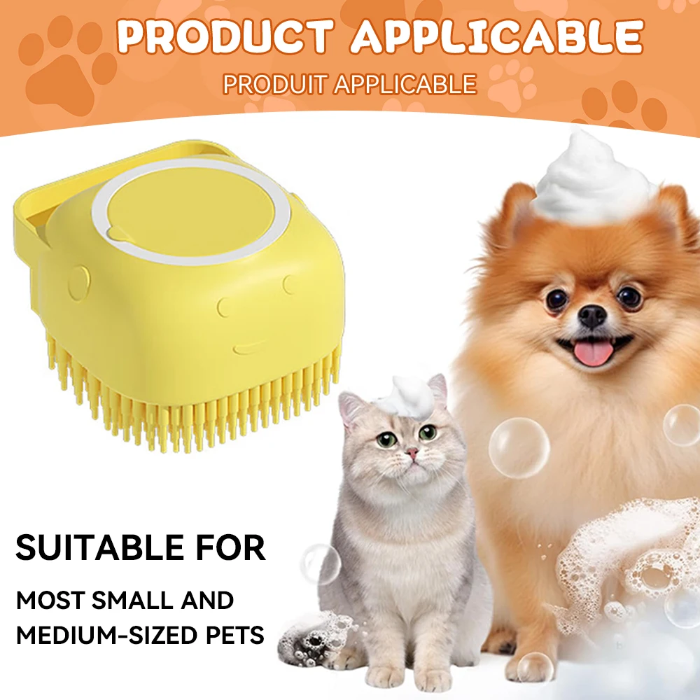 Silicone dog and cat bathing brush with shampoo dispenser 5