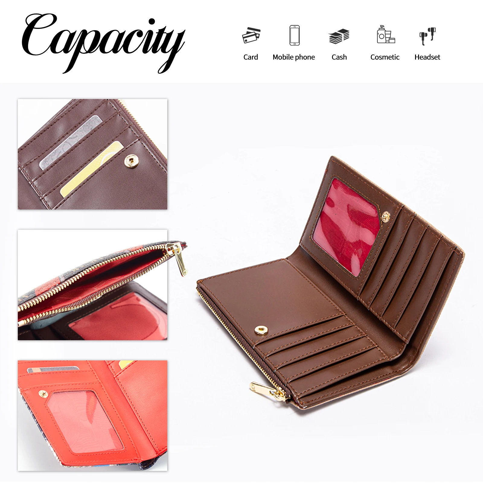 Women’s Long Zipper Wallet with Letter & Cartoon Print 2