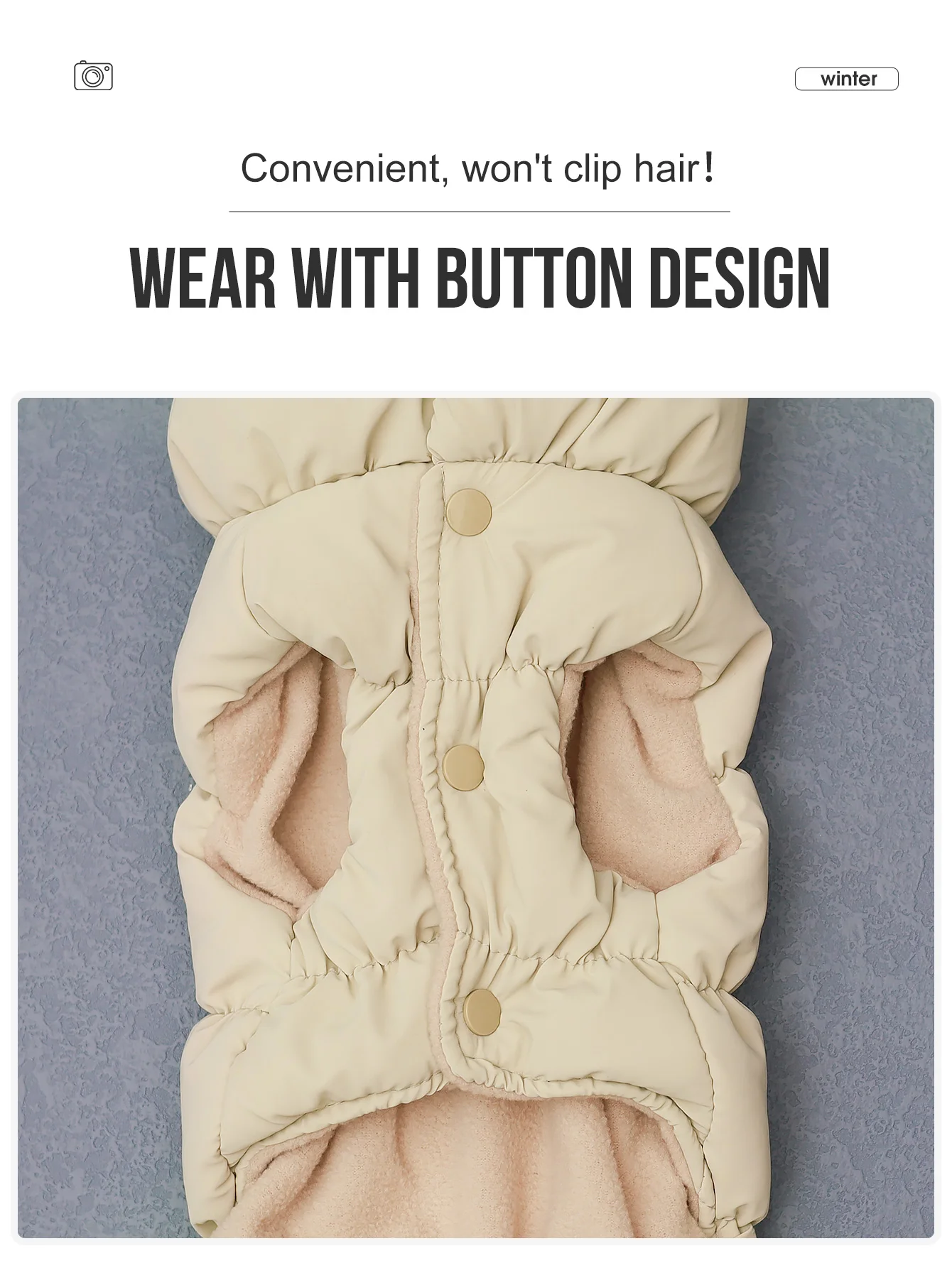 3-Layer Warm Dog Jacket for Fall & Winter – Cozy Solid Color Pet Coat for Small to Medium Dogs 6