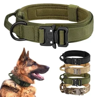 Heavy-Duty Tactical Dog Collar with Metal Buckle for Training and Control 1