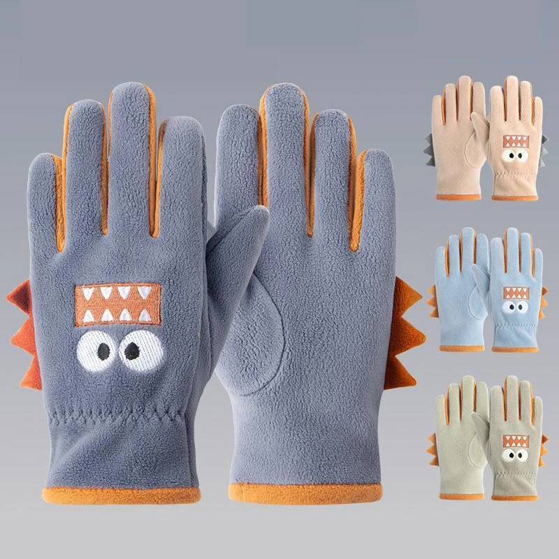Kids Winter Cartoon Cycling Gloves Soft Warm Fleece 1