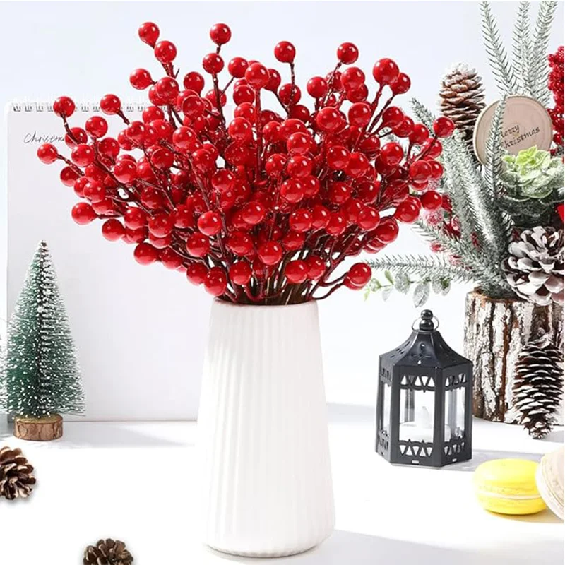 Artificial red berry stems set – 10 pcs christmas decor for trees & wreaths 3