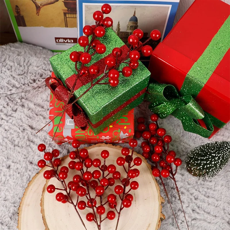Artificial red berry stems set – 10 pcs christmas decor for trees & wreaths 4