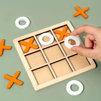 Montessori Wooden Mini Chess & XO Puzzle Game for Kids 4