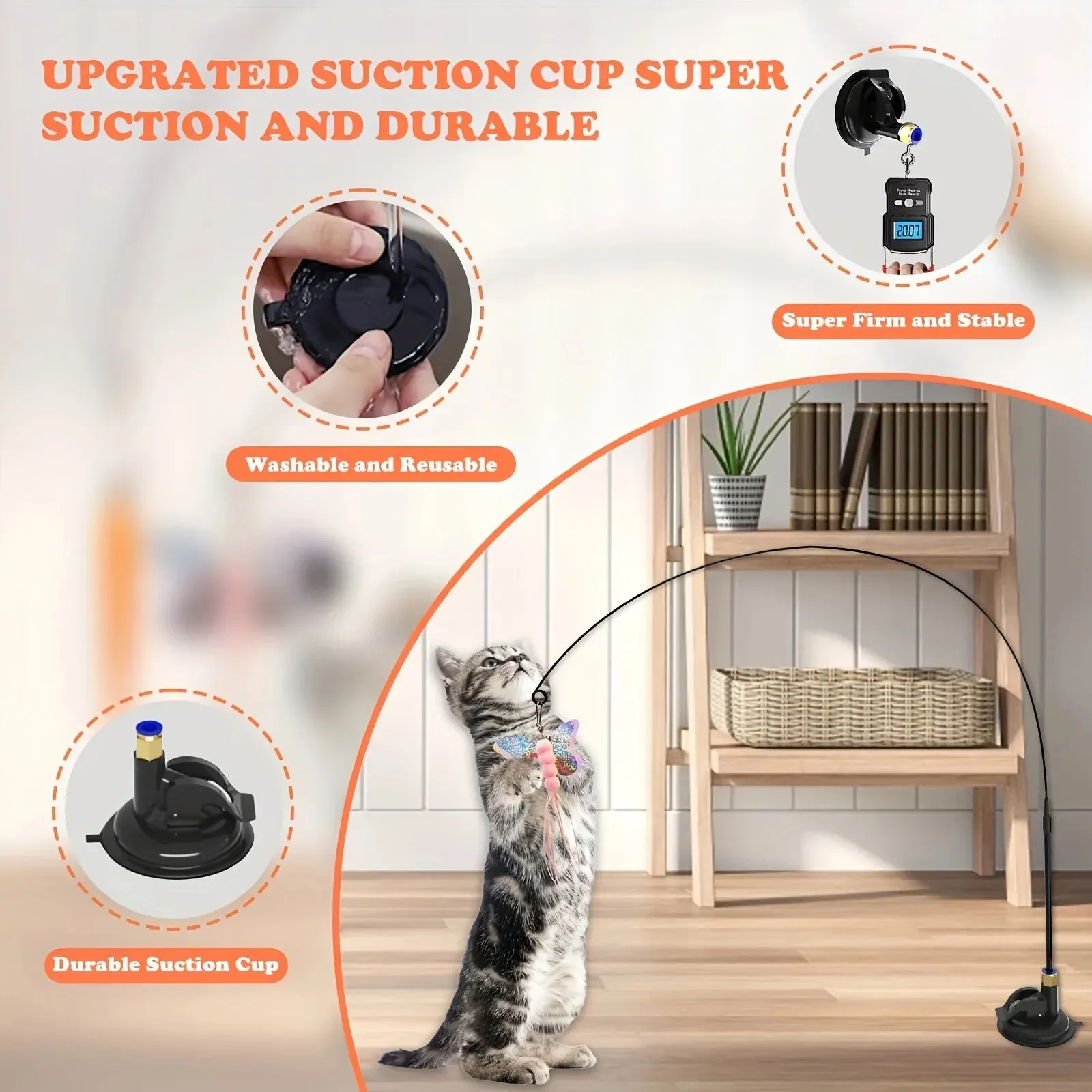 Interactive Cat Teaser Wand with Suction Cup Base 4