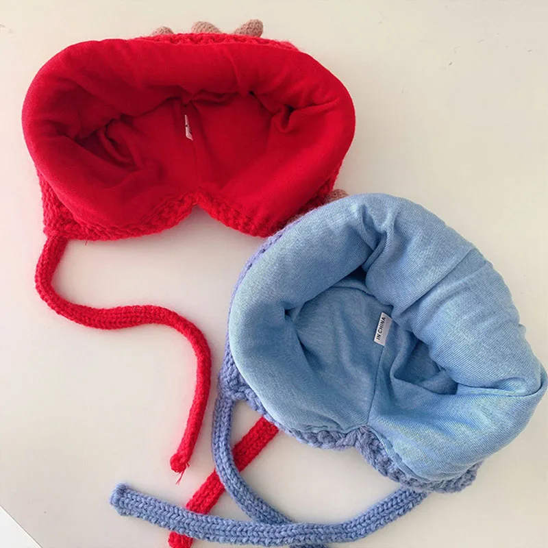 Cute winter baby beanie with elk antlers – warm knitted hat with ear protection 5