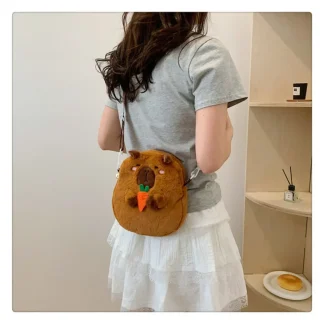 Capybara Plush Crossbody Bag – Cute Zipper Shoulder Purse 3