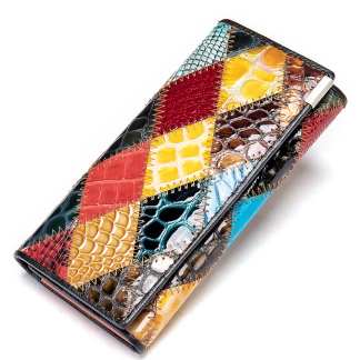 Premium Genuine Leather Long Wallet – Multi-Card Women’s Organizer