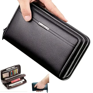 Unisex Long Zipper Wallet Leather Clutch Large Capacity Business Handbag 1