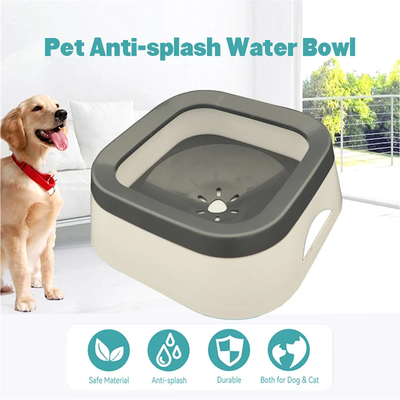 1L anti splash dog & cat water bowl large capacity spill resistant design 1