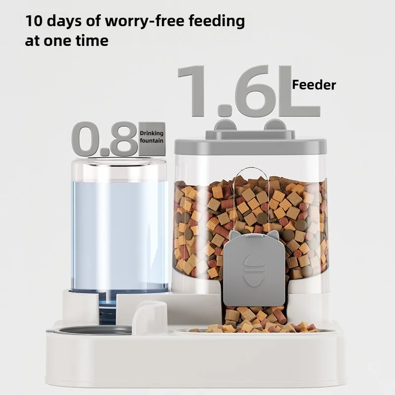 Automatic gravity pet feeder and water bowl with spill proof design 3