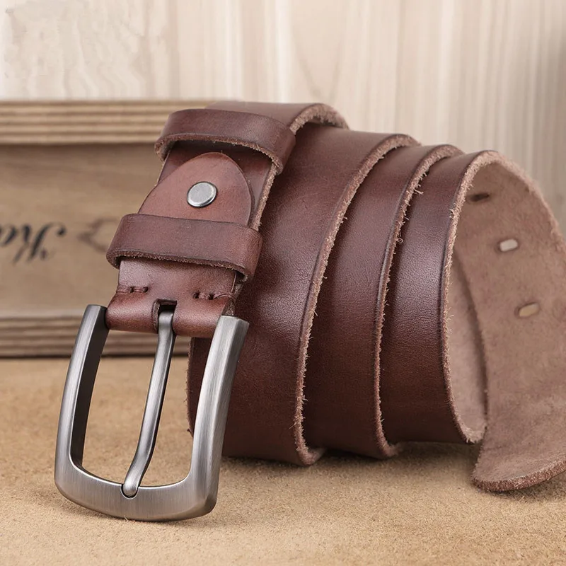 Unisex Genuine Cowhide Leather Belt with Metal Buckle – Classic Jeans Belt 5