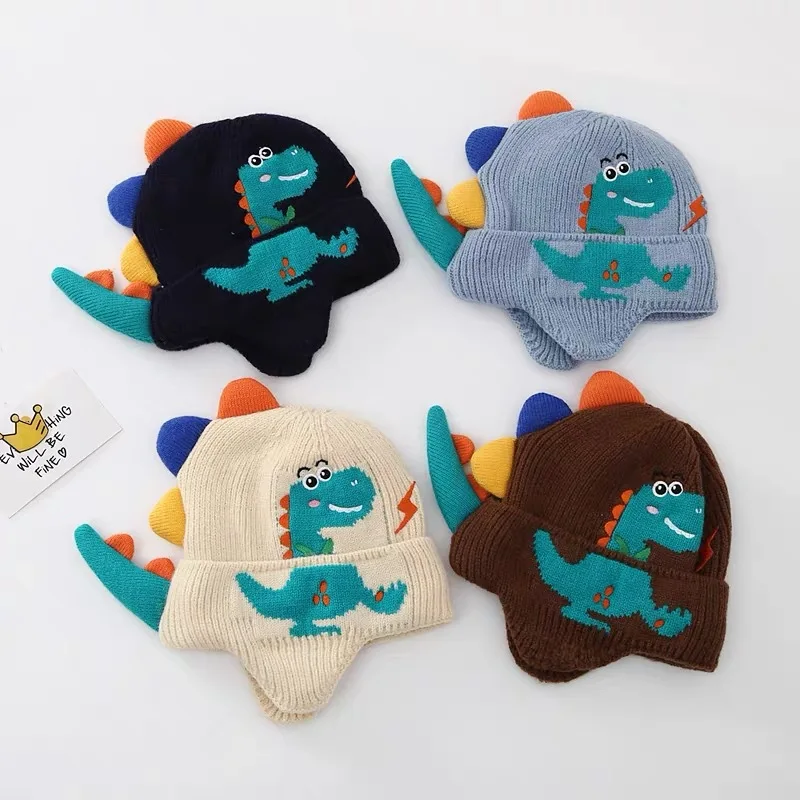 Kids 3D Dinosaur Ear Protection Beanie – Warm Winter Hat for Toddlers (Ages 2–6) 2