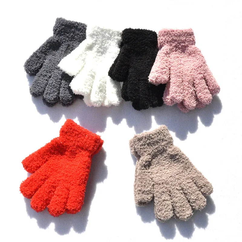 Winter Lamb Fleece Plush Gloves for Kids 4