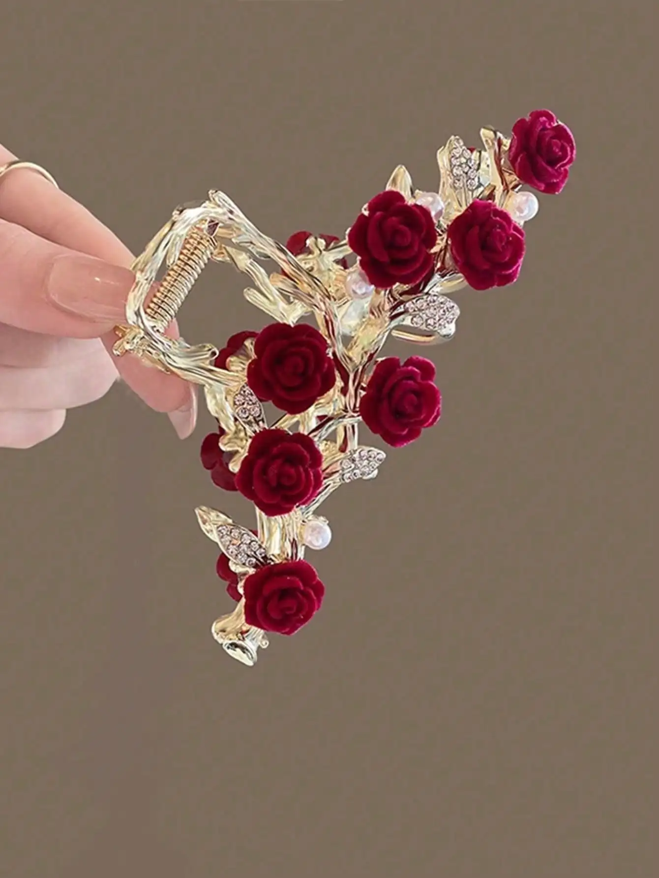 Antique Rose Flower Hair Claw Clip (Elegant Vintage Style) 1