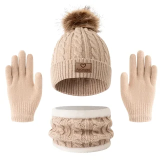 Kids Winter Hat Neck Warmer Gloves Set 3-Piece 1