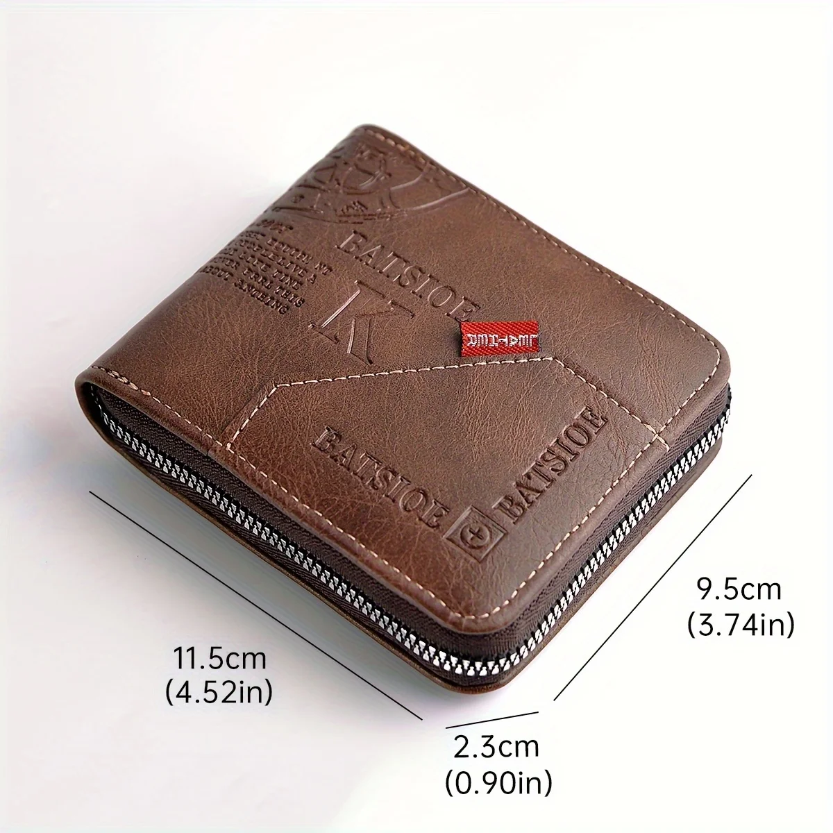 Men’s PU Leather Zipper Wallet – Compact Waxed Finish Coin & Card Holder 2
