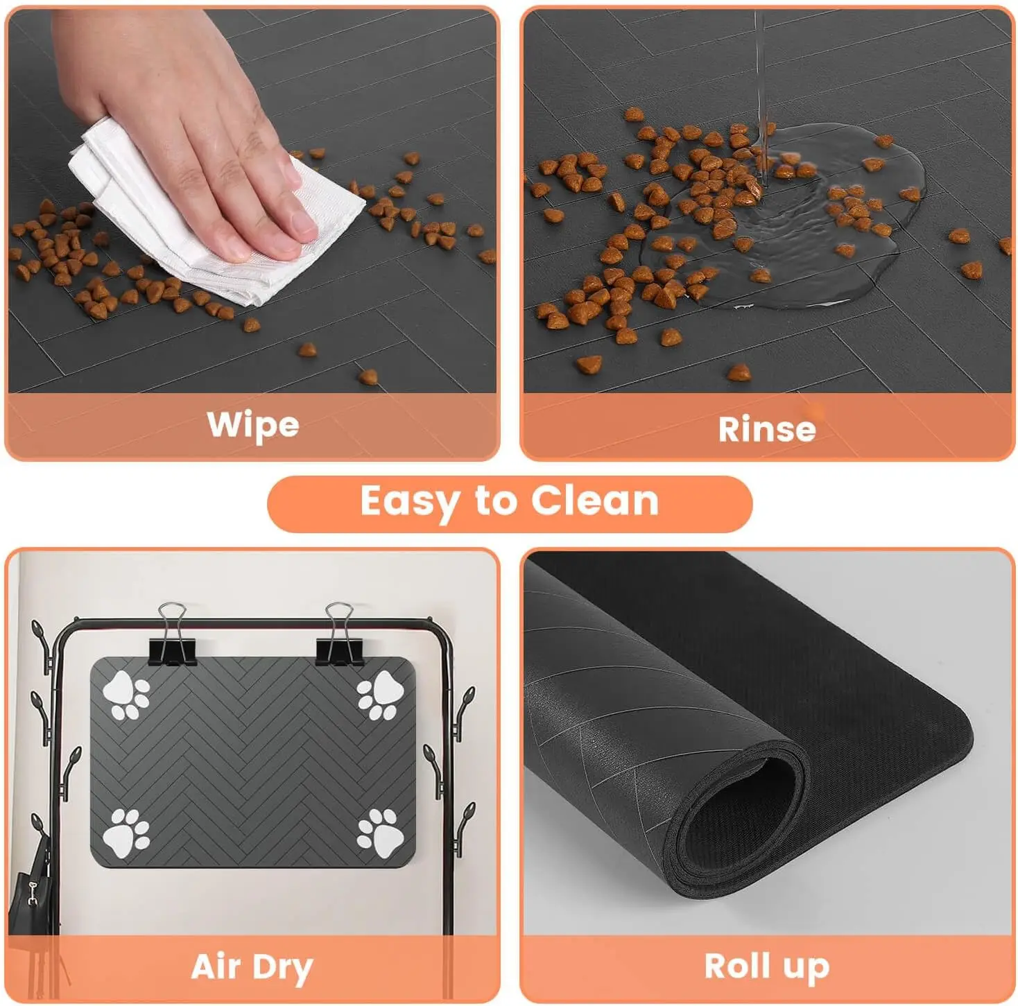 Absorbent pet feeding mat with waterproof anti slip backing 4