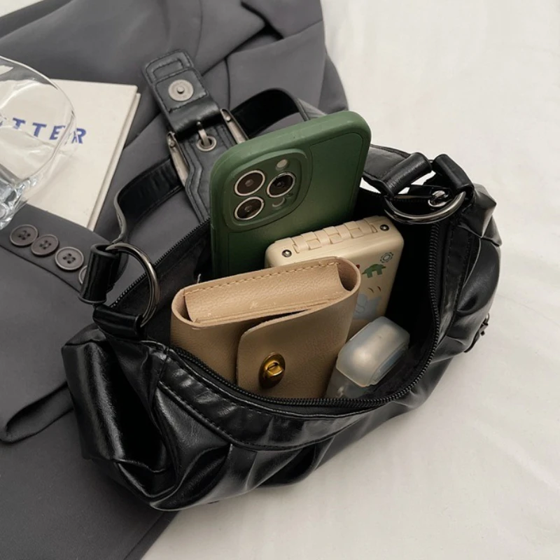 Y2K Retro Pleated Hobo Shoulder Bag for Women – Maillard Style Underarm Bag 3