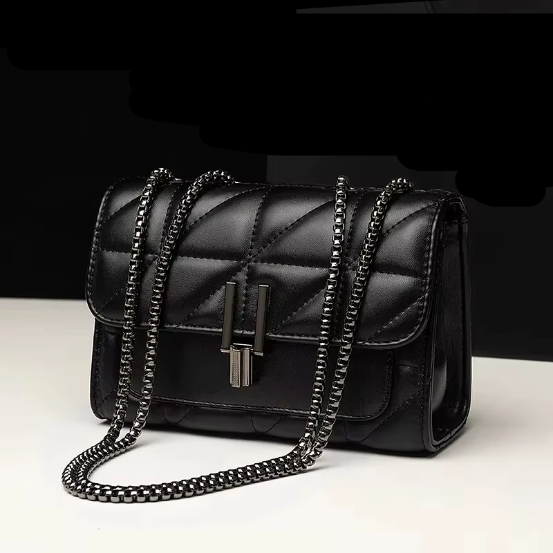 Quilted PU Chain Crossbody Bag – Chic Single Shoulder Purse 1