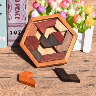 Wooden Geometric Puzzle Board – Educational Brain Teaser Toy 2