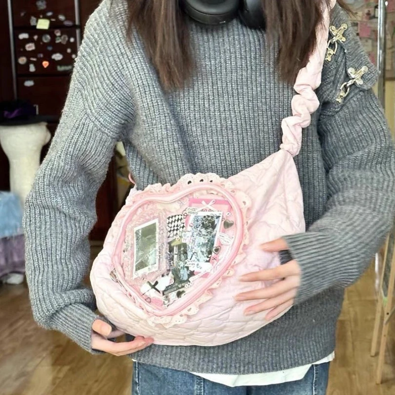 Pink Pleated Heart Ita Shoulder Bag – Sweet Lolita Style 2
