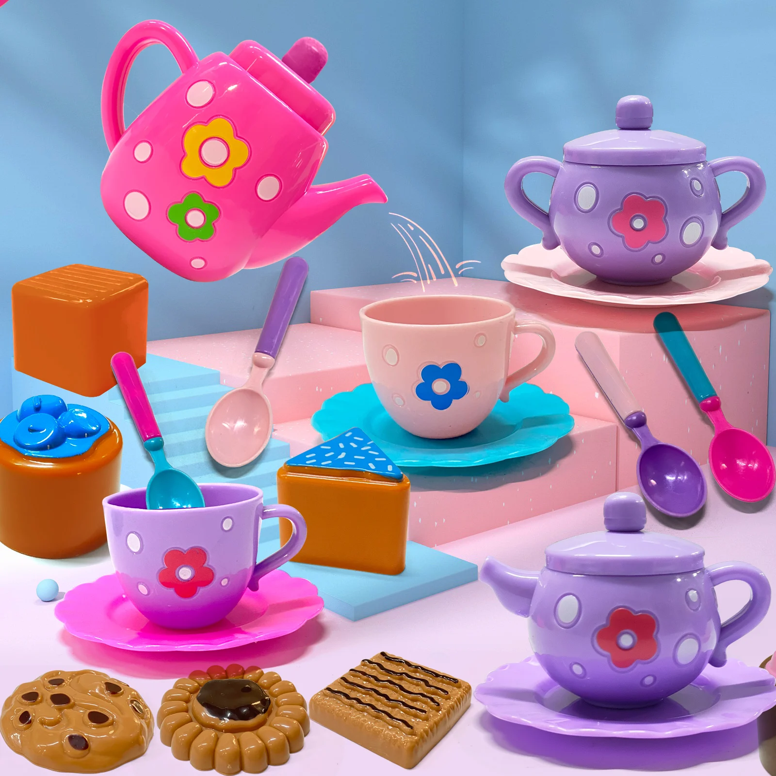 Tea Party Play Set – 19-Piece Pretend Tea & Cookies Set 1