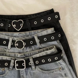 Perforated Canvas Belt – Women’s Street-Style Jeans Essential 1
