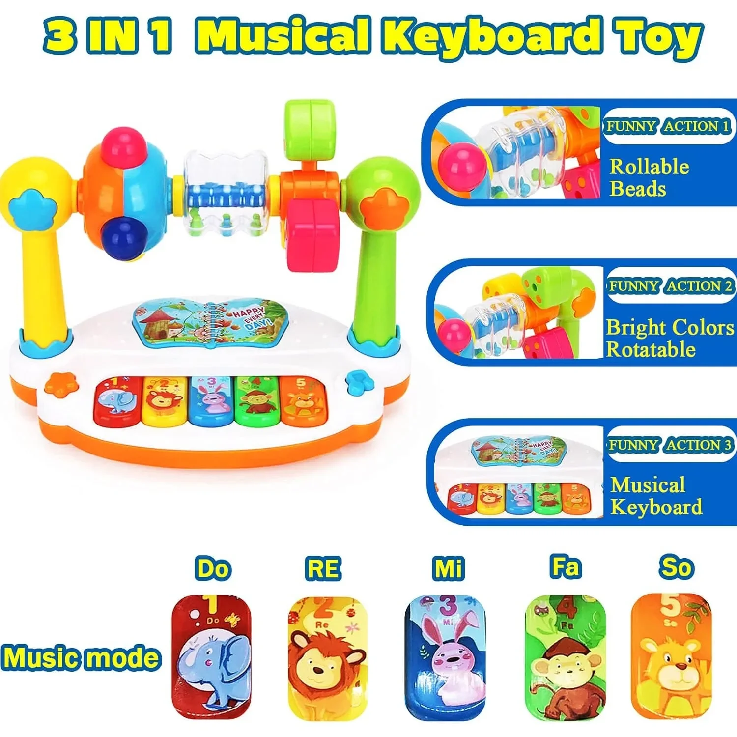 Baby Music Piano Toy – Rotating Keyboard with Lights & Sounds 2