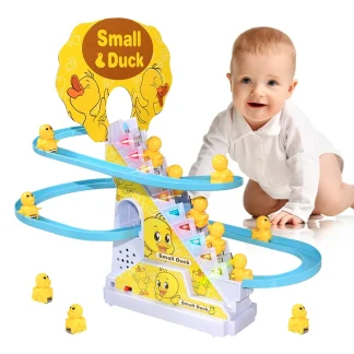Electric Climbing Ducks Stair Track Toy – Light & Music DIY Rail Coaster Set 1