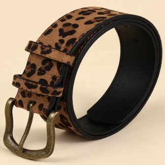Boho Leopard Print PU Belt – Slim Fit Dress Waist Strap 1