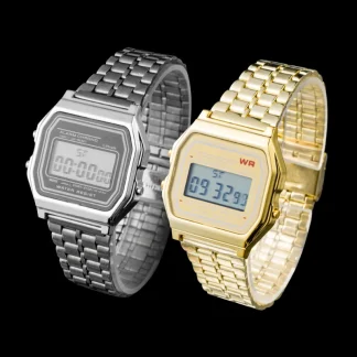 Classic LED Digital Quartz Watch with Steel Band – Slim Retro Business Style 11