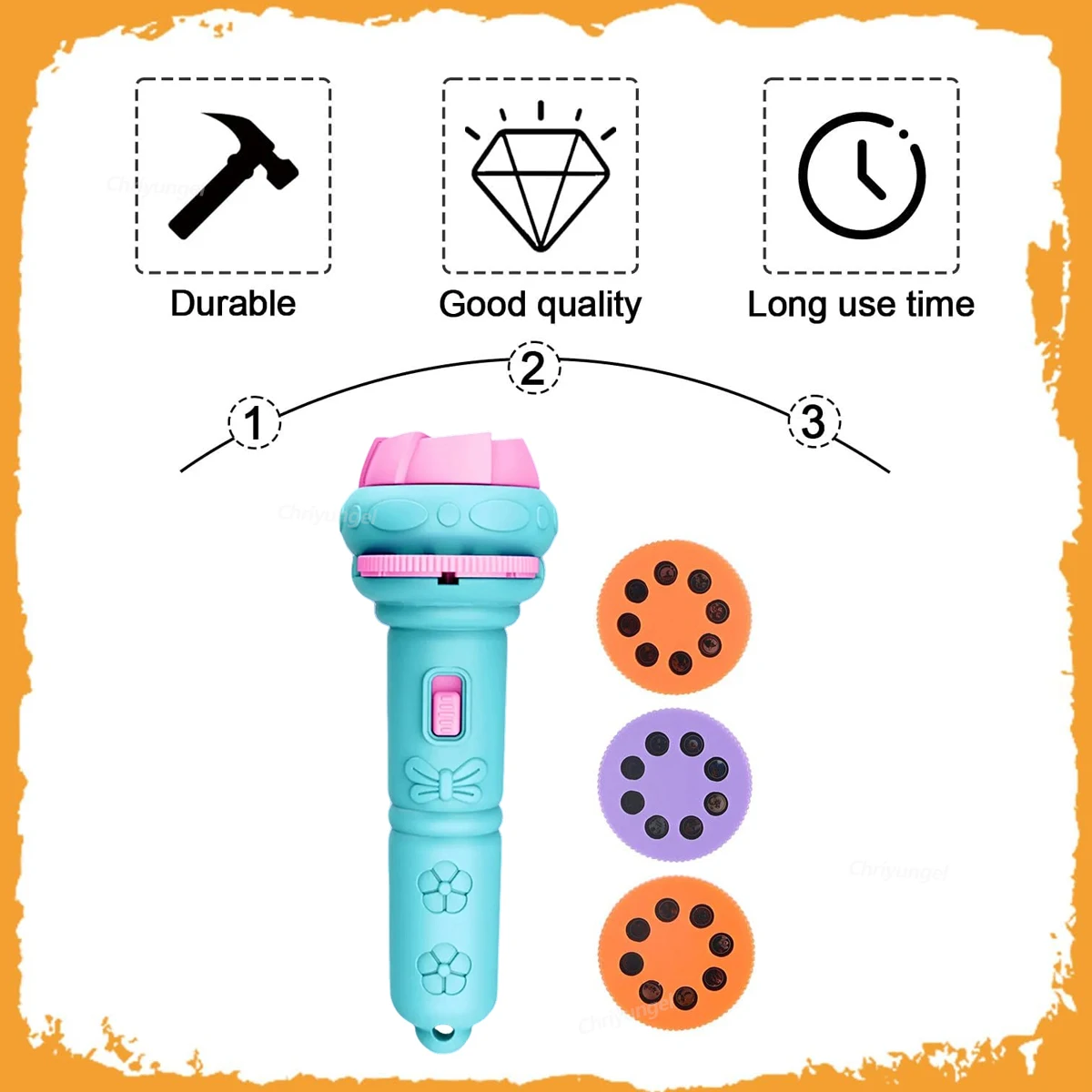 Kids Cartoon Projector Flashlight with 80 Images 5