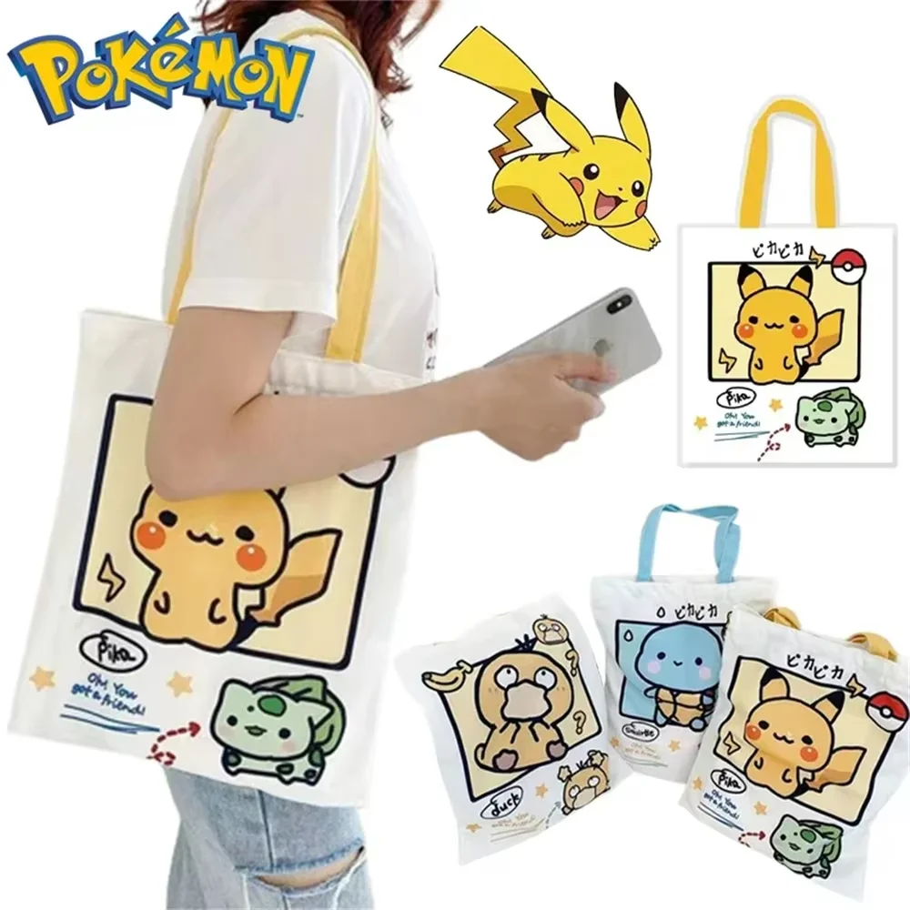 Anime-Style Canvas Shoulder Tote Bag – Large Capacity Casual Shopping Bag 2