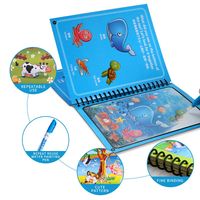 Magic Water Drawing Book – Reusable Mess-Free Coloring Fun 3