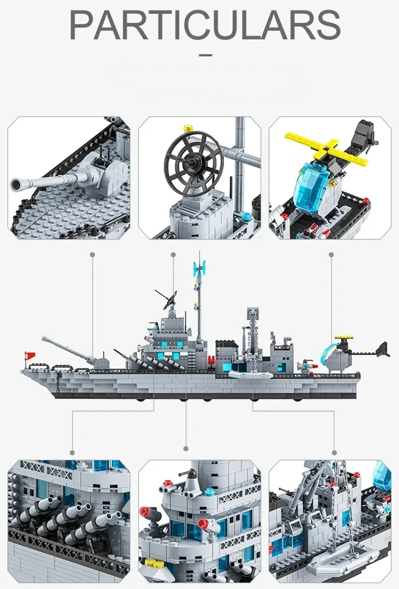 1560 PCs Navy Warship Building Blocks Set 5