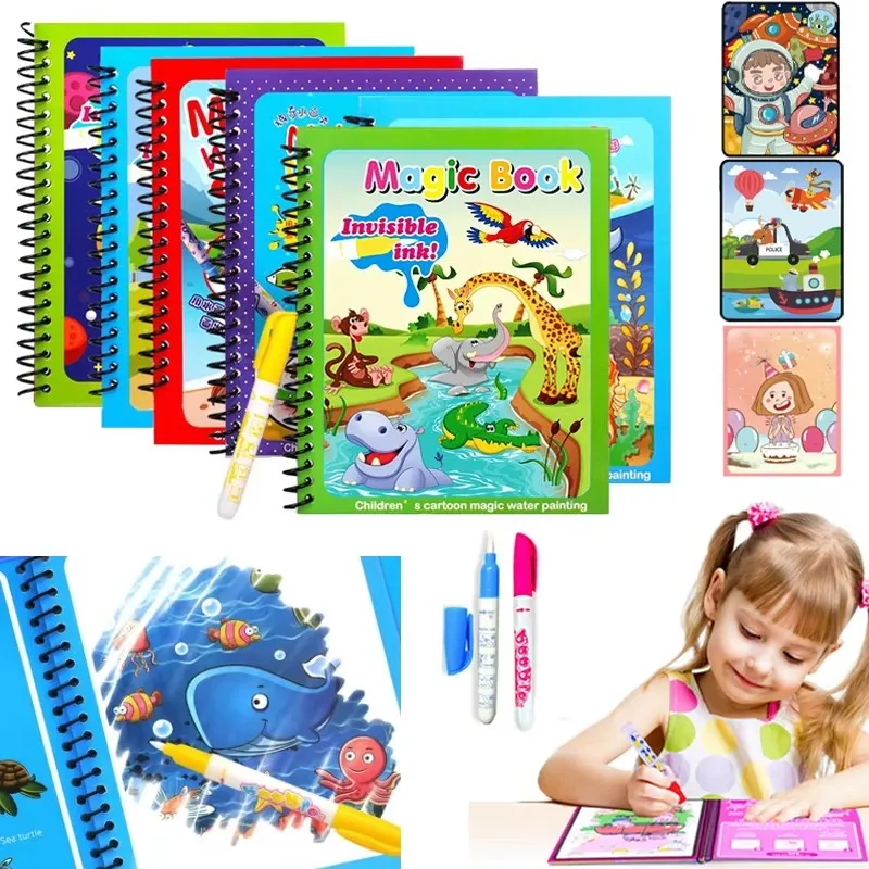 Magic Water Drawing Book – Reusable Coloring Fun for Kids 1