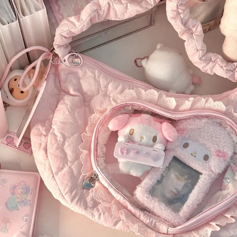 Pink Pleated Heart Ita Shoulder Bag – Sweet Lolita Style 4