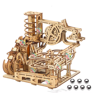 3D Wooden Marble Run Catapult Puzzle – Mechanical STEM Model