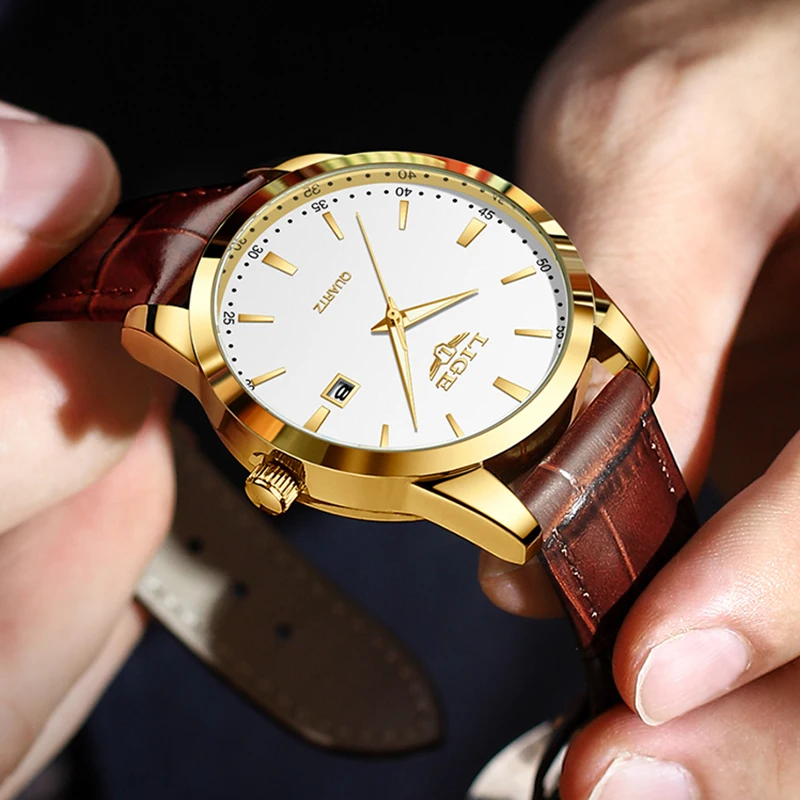 Premium Men’s Leather Chronograph Watch – Waterproof Military Quartz Wristwatch 4