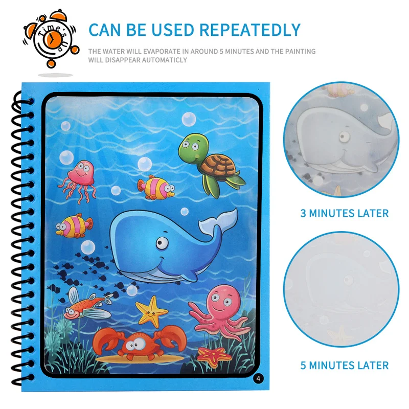 Magic Water Drawing Book – Reusable Mess-Free Coloring Fun 5