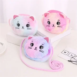 Rainbow Plush Cat Mini Shoulder Bag