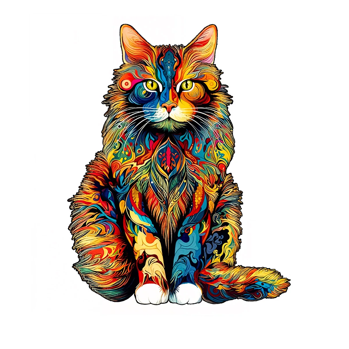 Unique Cat-Pattern Wooden Puzzle – Irregular Animal Shapes Brain Game 1