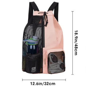 Mesh Drawstring Backpack with Wet Pocket- Swim bag 7