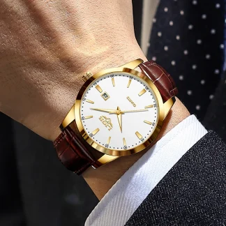 Premium Men’s Leather Chronograph Watch – Waterproof Military Quartz Wristwatch 5