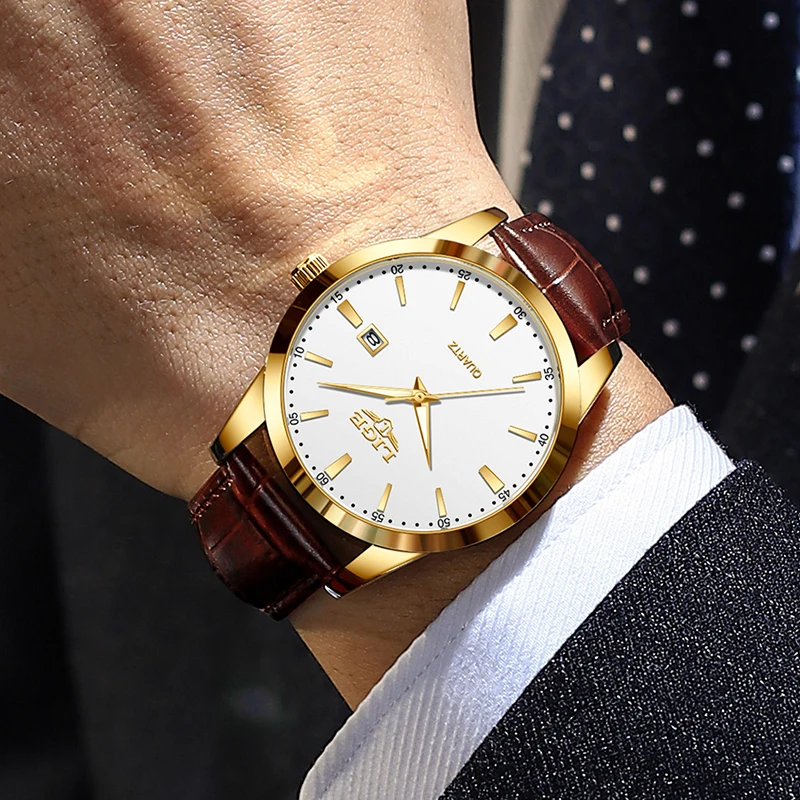 Premium Men’s Leather Chronograph Watch – Waterproof Military Quartz Wristwatch 5